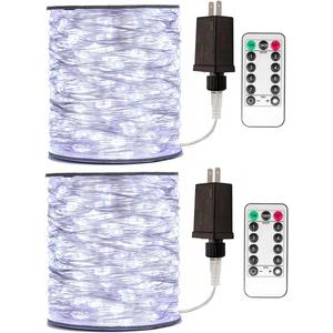 66 FT Cool White Fairy Lights, 2 Pack 200 LEDs Plug in, 8 Modes with Timer, Remote, Dimmable & Waterproof, Ideal for Bedroom, Garden, Christmas, Wedding, Birthday (Indoor/Outdoor)