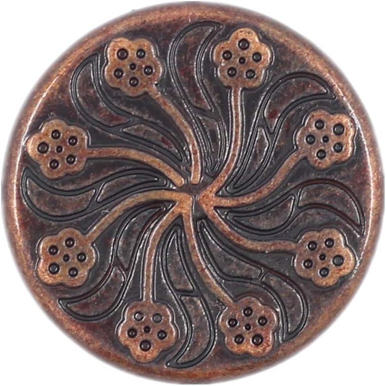 Bezelry 12 Pieces Flower Flourish Dark Copper Color Metal Shank Buttons. 20mm (3/4 inch) (Dark Copper)