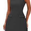 PRETTYGARDEN Womens Sleeveless Summer Dresses 2026 Formal Boat Neck Bodycon Elegant A Line Business Work Office Mini Dress (Gray, S)