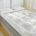 Mattress Topper Queen Size - Breathable Folding Mattress Pad for Back Pain Relief Soft & Plush Mattress Protector - Pillow Top Bed Topper for Firm Mattress