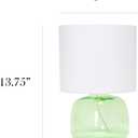 Simple Designs LT2064-GRW Glass Table Lamp with Fabric Shade, Green with White Shade