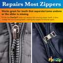 FixNZip Small Black Nickel Zipper Repair Kit | Universal No-Sew Slider Replacement for Pants, Skirts, Fine Garments, and Handbags | Instant and Reusable Zipper Repair Tool | Sizes 1-4
