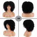 Black kinky Curly Wigs for Black Women, Short Black Curly Afro Wig with Bangs, Synthetic Heat Resistant Full Afro Curly Black Wigs for Daily Party