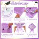 Wavwavw 30 Pcs DIY Graduation Cap Decorations Kit Grad Hats Decor Included 3D Artificial Butterfly Bow Glitter Paper Plush Alphabet Letter Stickers for 2026 DIY Grad Cap Decorations(Purple)