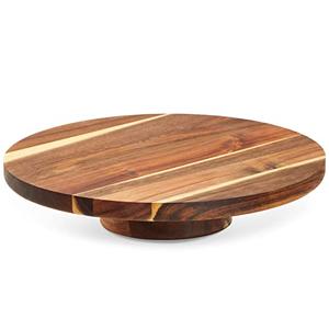 Juvale Round Acacia Wood Cake Stand for Wedding - Wooden Cake Stand for Appetizers and Desserts (12.75 Inches)