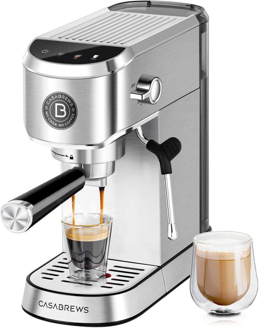 CASABREWS CM5418J Espresso Machine 20 Bar, Professional Espresso Maker with Milk Frother Steam Wand, Stainless Steel Cappuccino Latte Machine with 34oz Removable Water Tank and Touchscreen, Silver