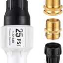 Aurelema 1 Pack Drip Irrigation Pressure Regulator Kit, Water Backflow Preventer for 3/4'' Garden/Faucet Hose Thread and 1/2'' Drip Irrigation Tubing Adapter, Complete Drip Irrigation System (25 Psi)
