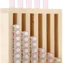 Wonderjune 1 Pcs 6 Slot Wooden Lipsticks Holder 0.7 Inch Lip Balm Tube Holder Lip Gloss Organizer Display Wood Lipsticks Tube Tower Organizer for Market Craft Booth Room Display (Wood Color)