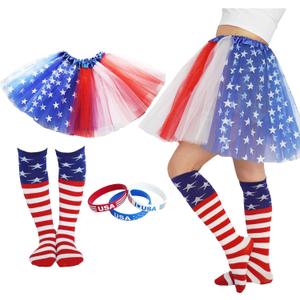 4th of July Tutu Red White and Blue Tutu with Socks for Adult Independence Day USA Women Star Costume