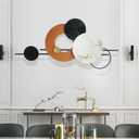 BECHAEO 3D Large Metal Wall Art Decor for Living Room 40"x19" Round Wall Accents Modern Luxury Wall Sculptures Hanging Wall Deco for Dinning Room Bedroom Entryway Office Outdoor