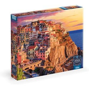 Buffalo Games - Sapphire Select - Cinque Terre Sunset - 1000 Piece Jigsaw Puzzle Challenging & Fun Blue Core Puzzle Board Giftable Display Box - Full Size Poster Included