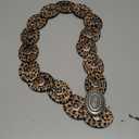 INOGIH Womens Wide Western Cowboy Disc Belt Vintage Cowgirl Concho Leather Belts Boho Style for Jeans Dress Skirt (For Waist 28-38 in, Leopard Print)