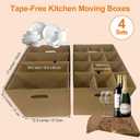 Kitchen Moving Boxes with Wine Dish Glass Packaging Divider Kits and Cushion Wraps, 4 Pack 17x12x12'', Reinforced Handles, Tape-Free (CK171212)