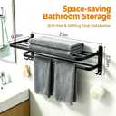 12-Piece No Drill Matte Black Bathroom Hardware Set, 23 Inch Wall Mounted Towel Rack & Towel Bar, Rustproof Stainless Steel Bathroom Organizer Storage, Toilet Brush, Large Capacity