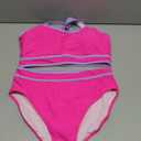 BMJL Women's High Waisted Bikini Sets Sporty Two Piece Swimsuits Color Block Cheeky High Cut Bathing Suits (Large, Hot Pink)