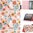 MonsDirect Case for Amazon Kindle Fire HD 10 & Fire HD 10 Plus Tablet 13th/11th Generation 2023 2021 Release, Smart Auto Wake Sleep Folio Case Stand Protective Cover with Card Slots, Matisse Daisy
