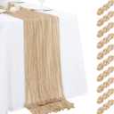 10 Pack Beige Cheesecloth Table Runner 17x108 Inch Semi Sheer Boho Gauze Cheese Cloth Table Runners, for Wedding Bridal Shower Birthday Party Home Decor Garden Farmhouse