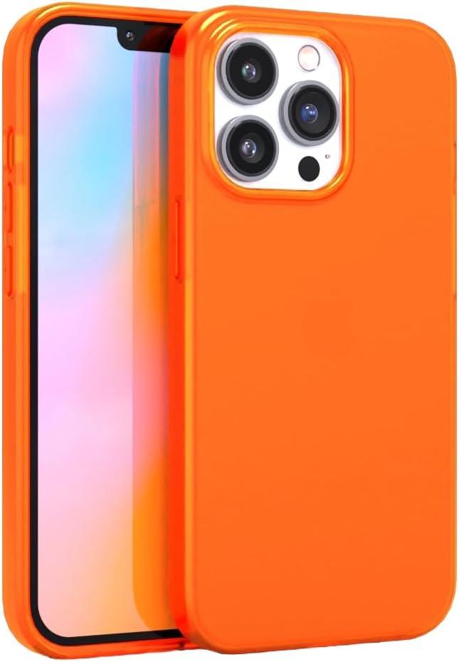 FELONY CASE - iPhone 14 Pro Neon Orange Clear Protective Case, TPU and Polycarbonate Shock-Absorbing Bright Cover - Crack Proof with a Gloss Finish - Full iPhone Protection