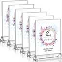 Clear Acrylic Sign Holder 8.5"X11" with Silver Borders Display Stand, Double Sided Acrylic Picture Frames Plastic Sign Holder for Wedding Table Numbers Menu Holder (6 Pack)