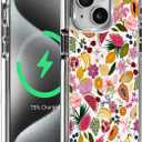 Case for iPhone 13/14 Compatible with MagSafe Classic Hybrid Magnetic Phone Clear Case Drop Protection Scratch-Resistant Back, Fruits Lily Blueberry Cherry