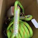 Rope Harness Safety Lanyard 50FT Fall Protection Vertical Roofing Rope with Grab Snap Hooks Shock Absorber Safety Ropes Tree Climbing Line Kit Heavy Duty Roof Safety Equipment