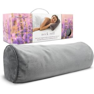 DreamTime Neck Roll Pillow, Buckwheat Filling, Soothing Lavender Scent, Neck Pillow for Great Sleep (Gray)