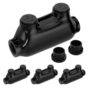 DaierTek Insulated Wire Connectors, 2/0-6 AWG Multi Tap Connector, 2 Ports Aluminum to Copper Inline Splice Connector with Slotted Allen Hex - 4 Pack