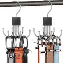 Belt Hanger, 2PCS Belt Organizer for Closet 360 Rotatable Max 48 Belt Storage Rack Space Saving Closet Organizers and Storage for Belt, Bra, Tank Top, Tie, Scarf, Purse (Black)