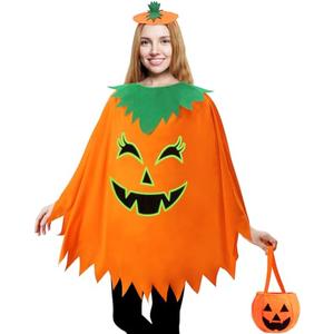 Snwquik 3 Pcs Pumpkin Costume for Adult,Glow in the Dark Pumpkin Costume Women with Headband/Bag,Pumpkins Halloween Costume Dress Up, Standart Seza