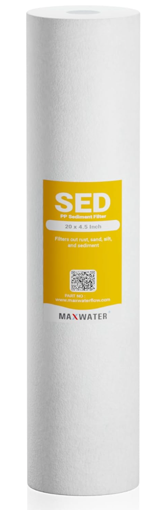 5 Pcs Max Water 5 Micron 20 x 2.5 Sediment Filter 20 inch Whole House BB Water Filteration System Replacement Compatible Cartridge DGD-5005-20, FP25B, AP810-6, FPMB5-20, P5-20, 155358-43, SDC-45-2005