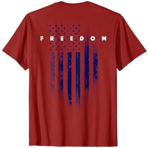 On Back USA Patriotic Pride Grunge American Flag Freedom T-Shirt, 2XL