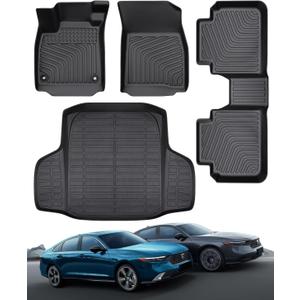 All Weather Floor Mats Cargo Liner for Honda Accord 2025 2024 2023 (Incl. Hybrid) for Accord LX/Sport/EX-L/Touring Accessories Heavy Duty Waterproof Nonslip Custom Front Rear Trunk Carpet Rug Set