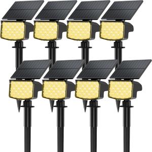 8 Pack Solar Spot Lights Outdoor, 2-in-1 Solar Lights Outdoor Waterproof IP65, Solar Powered Landscape Spotlights 3 Modes for Yard Garden Pathway Driveway Tree(Warm White)
