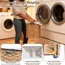 Storage Basket with Lid Foldable Rattan Woven Basket with 2 Separate Lids, 17.2 Gallon (65L), 22 13 13.8 Inches, with 1 Removable Liners & Side Handles, for Bedroom, Laundry, Natural