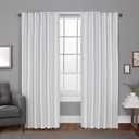 EXCLUSIVE HOME Chatra Faux Silk Grommet Top Curtain Panel Pair, 54"x96", Winter White
