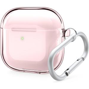 elago Clear Case Compatible with AirPods 4 Case - Compatible with AirPods 4th Generation Case, Carabiner Included, Reduced Yellowing, Wireless Charging, Shock Resistant, Full Protection (Lovely Pink)