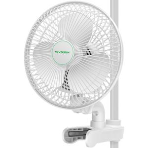 VIVOSUN AeroWave A6 Grow Tent Clip Fan, Patented Portable Auto Oscillating Fan 6 with 2-Speed, Strong Airflow but Low Noise, and Fully-Adjustable Tilt for Hydroponic Ventilation, White, 1-Pack