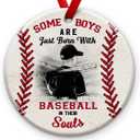 4 x Baseball Christmas Ornament 2025 - "Baseball in Soul Ceramic Ornament, Sport Themed Decor - Xmas Tree Hanging Decoration, Player Room Decor, Ideas for Boys, Kids, Sport Lover