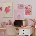 NQDWX Lightning Bolt Wood Poster Hanger - Pink Wall Decor for Teen Girl Room, 12x17 Inch Rustic Wood Frame Art, Edgy Nursery Sign, Unique Gift for Daughters & Best Friends. (166)