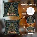 Magical William Morris Christmas Tree Pillow Covers 18x18, Whimsical Christmas Decor, Fantasy Full Moon Starry Night Decorative Throw Pillow Covers for Home Bedroom Living Room (Color-2)