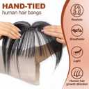 HAIRCUBE Bangs Hair Clip in Bangs 100% Real Human Hair Bangs Clip in Hair Extensions Fake Bangs 360 Clip on Bangs Air Bangs Hairpieces for woman with Temples 3 Secure Clips in Full Fringe M18/613#