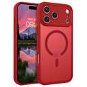 Magnetic for iPhone 17 Pro Max Case 2025, Upgraded [Full Camera Protection] [Compatible with Magsafe] [Translucent Matte] Drop Shockproof Protective Bumper Women Men Phone Cover 6.9inch, Red