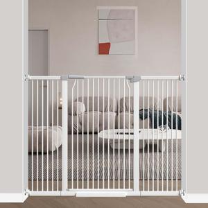 40.5" Extra Tall Baby Gate for Doorways, 49.2"-54.7" Extra Wide Pet Gate Pressure Mounted, 1.37" Narrow Space Puppy Dog Barrier Indoor, No Drill Safety Child Gate, No Climb Fence White