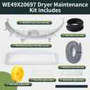WE49X20697 Dryer Repair & Maintenance Kit Compatible with GE Select Dryers, Include WE18X25100 Lint Filter WE3M26 Bearing WE12X83 Idler Pulley WE12M29 Drive Belt Felt Seal and Glide Slides