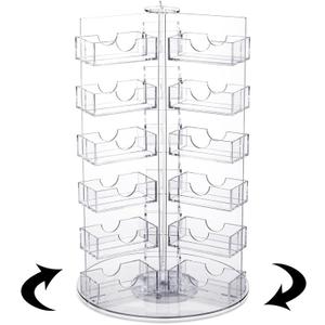 Huwena 36 Pocket Acrylic Rotating Business Card Holder Multiple Spinning Clear Business Card Holder Countertop Greeting Sticker Displa Stand Multi Slot Organizer for Office Home Desk