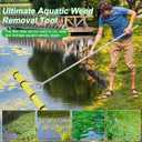 Pond Rake, 36" Aquatic Lake Weed Rake with 8.5' (102'') Adjustable Extension Pole, Rope and Float, 52' Throw, Aluminum Landscape Harrow for Lake, Lawns, Gardens, Beach