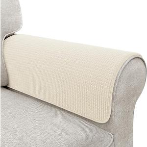 Couch Arm Covers, Sofa Arm Covers, Waterproof Armrest Cover for Sofa, Armchair, Loveseat, Non-Slip Recliner Arm Cover, Sofas Headrest Cover, Arm Chair Covers Set of 2 (Cream, 24"×20")