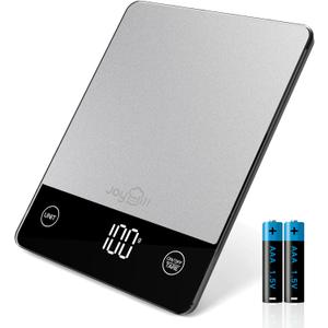 JOYHILL Food Scale, 22lb Digital Kitchen Scale Food Ounces and Grams for Weight Loss, Baking and Cooking, Premium Stainless Steel Food Weight Scale with LED Display, Batteries Included, Silver