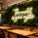The World Is Your Oyster Neon Sign, USB Powered Dimmable Decorative Neon Light for Home Bedroom Living Room Office Wall Table Decor Inspirational Quote Light Up Sign 20.1 x 13.4 In