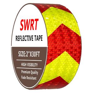 SWRT Reflective Tape Outdoor Waterproof, 2" x 30 FT Red & Yellow Reflective, Shining Star Heavy Duty Strong Adhesive Hazard Caution Safety Warning Conspicuity Tape for Trailer